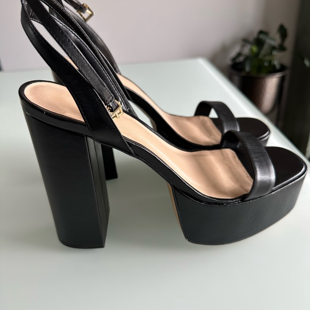 Aldo Black Matilda Platform Heels with Glossy Straps